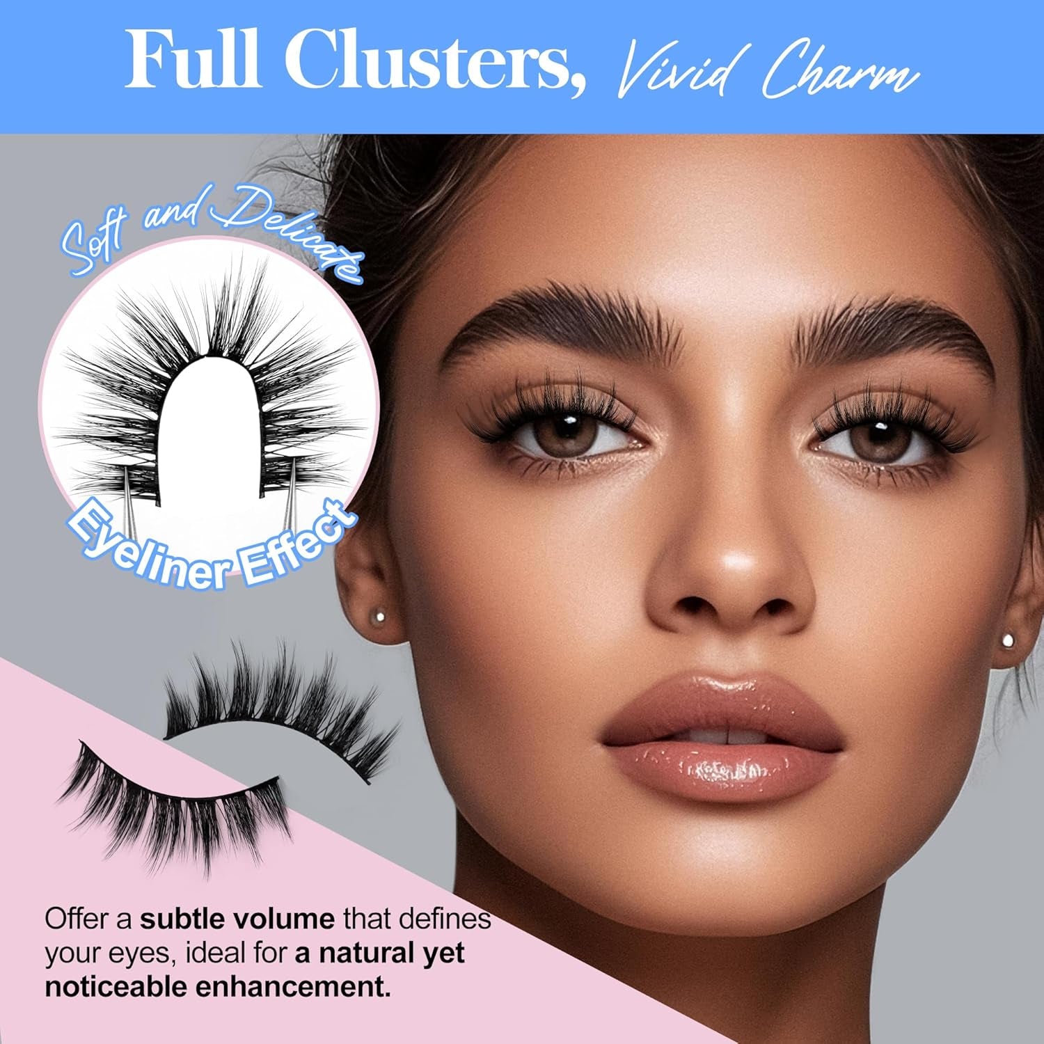 Lashes Natural Look False Eyelashes -  Fake Eyelashes 3D Super Fluffy False Lashes Black Band Wispy Lashes 3-Pack Faux Mink Lashes,Xmz21-3