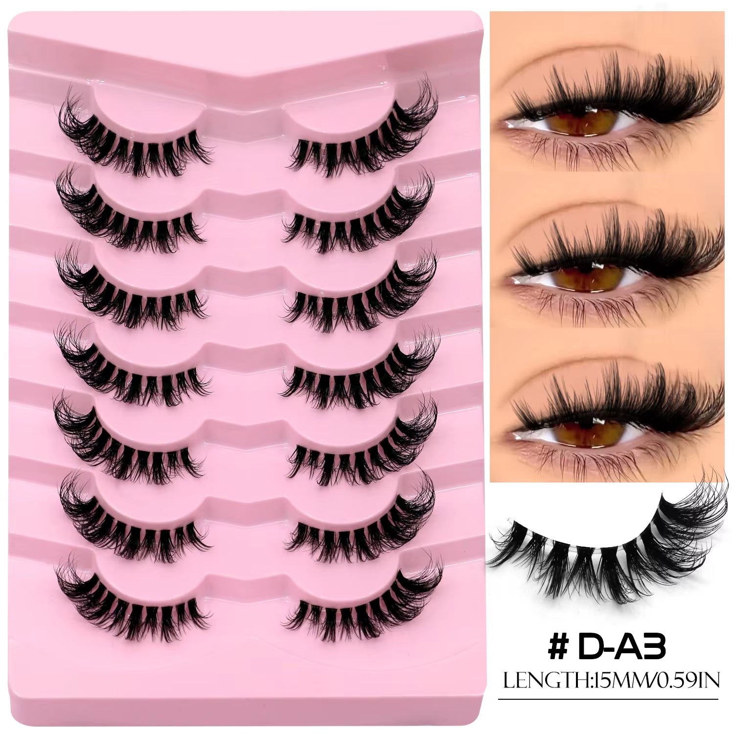Veltrinay Fake Lashes Mink Lashes Plush 3D False Eyelashes Clear Band Accent Cat Eye Lashes False Lashes Makeup