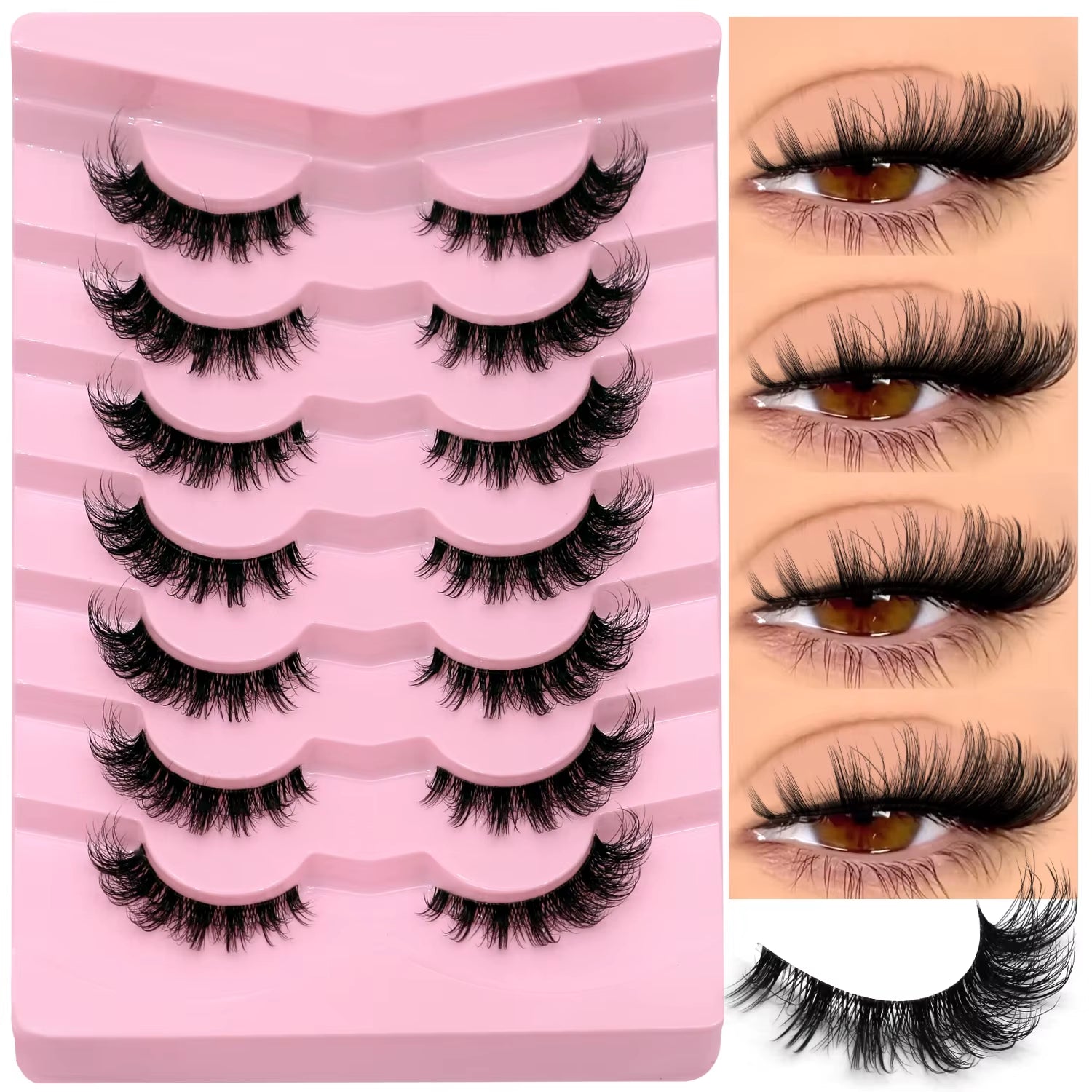 Veltrinay Fake Lashes Mink Lashes Plush 3D False Eyelashes Clear Band Accent Cat Eye Lashes False Lashes Makeup
