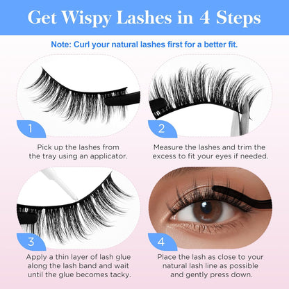 Lashes Natural Look False Eyelashes -  Fake Eyelashes 3D Super Fluffy False Lashes Black Band Wispy Lashes 3-Pack Faux Mink Lashes,Xmz21-3